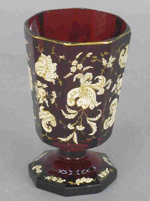 3pcs. Ruby Bohemian glass with - 3