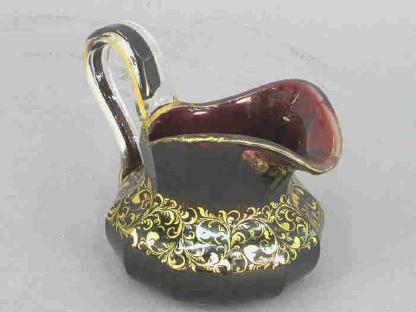 3pcs. Ruby Bohemian glass with - 4