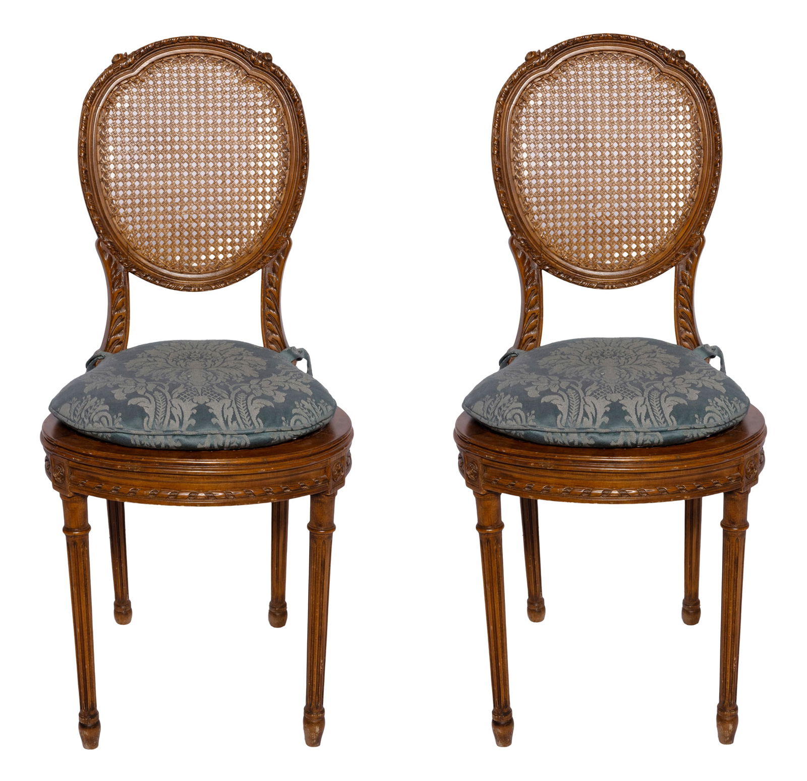 Pair of Antique French Style Rattan Carved Chairs (1 of 5)