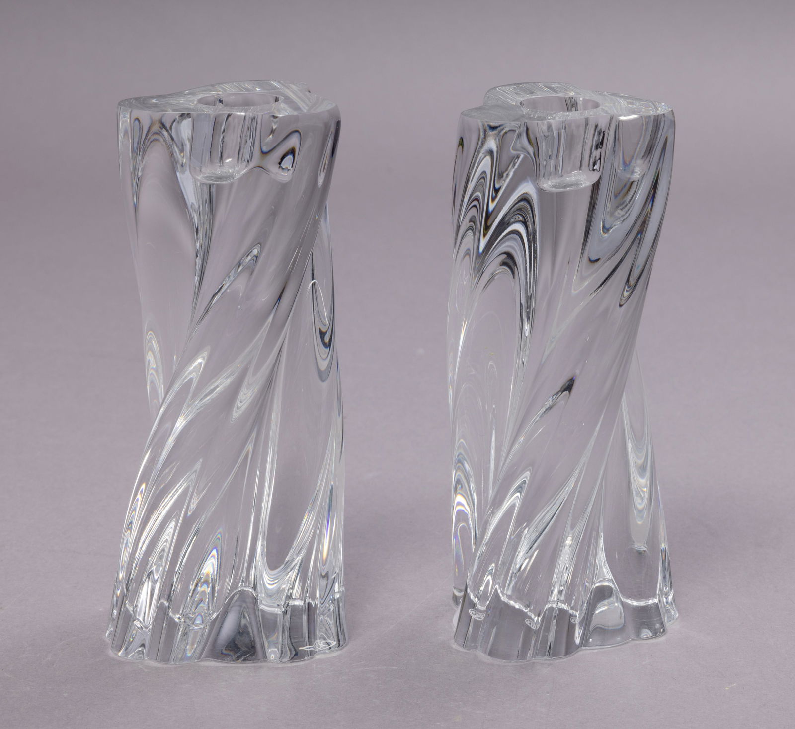 Pair of Vintage Baccarat Fine Crystal Swirled Candle Holders (1 of 5)