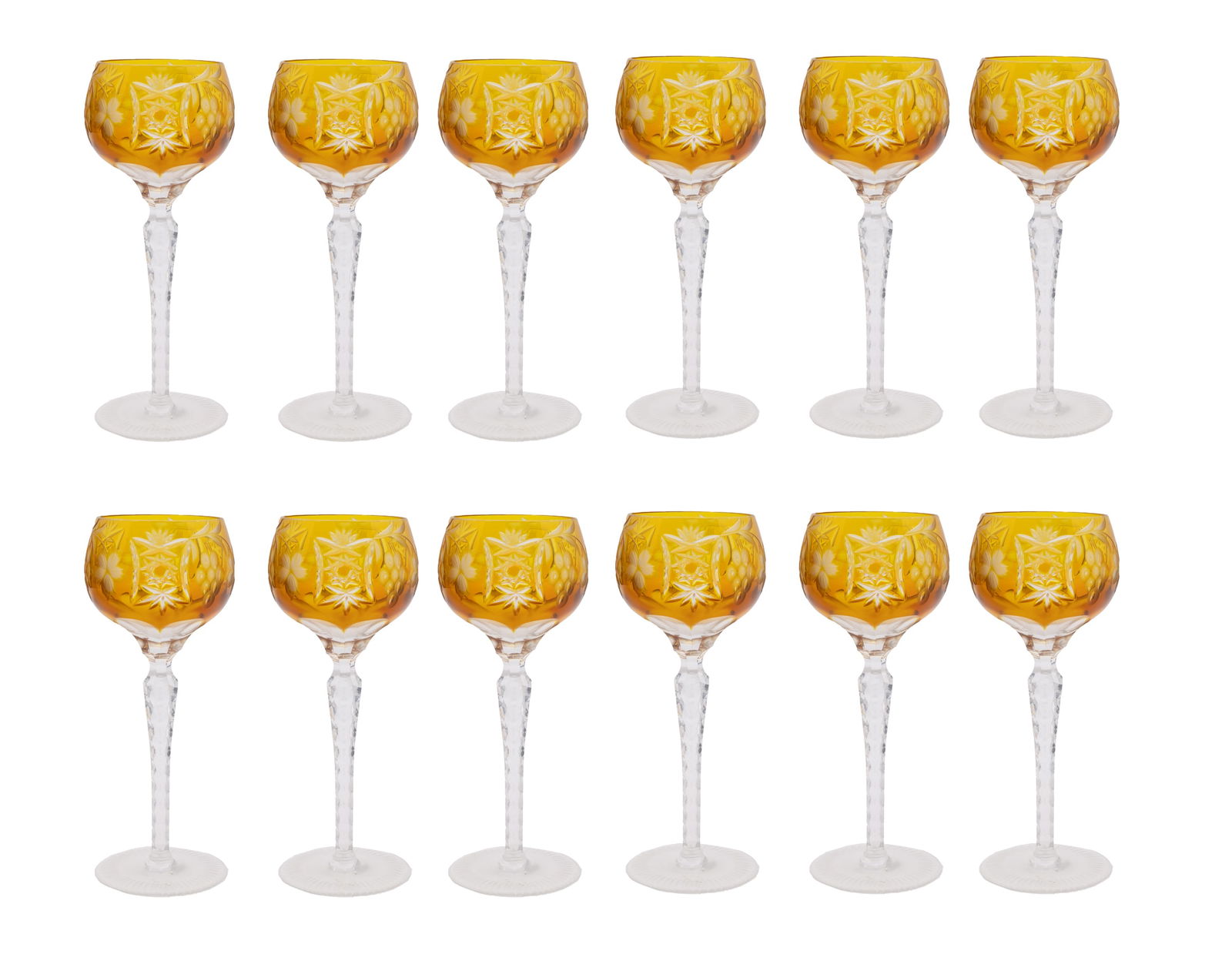 Set of 12 Bohemian Cut to Clear Goblets (1 of 5)