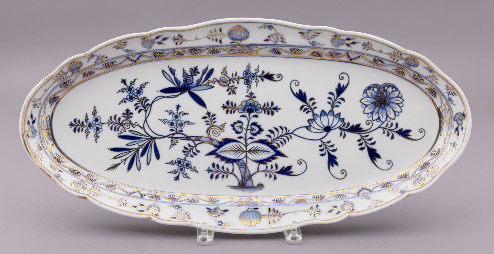 Large Meissen Blue and Gold Scalloped Edge Serving Platter (1 of 6)
