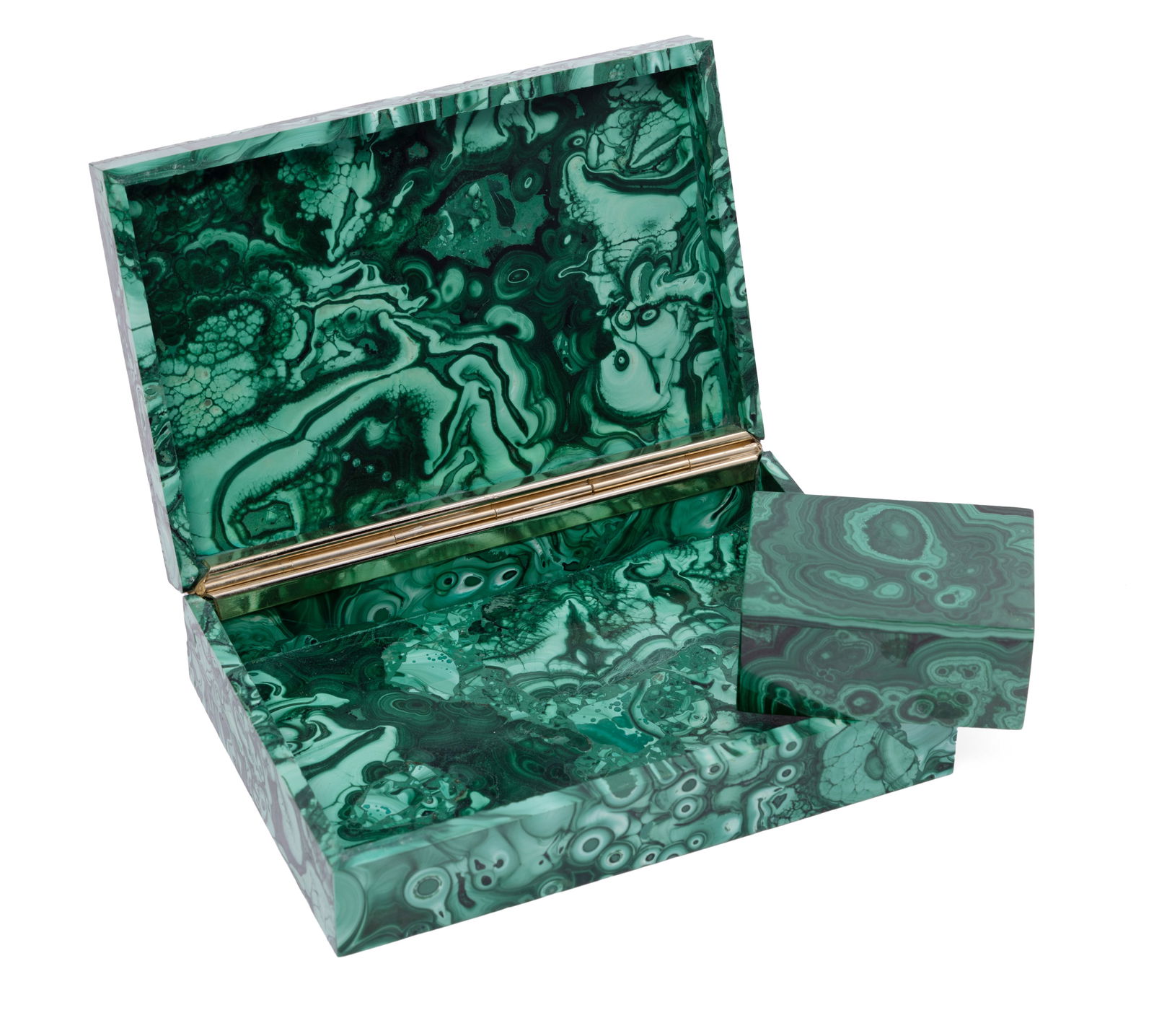 Pair of Malachite Stone Keepsake and Jewelry Boxes (1 of 5)