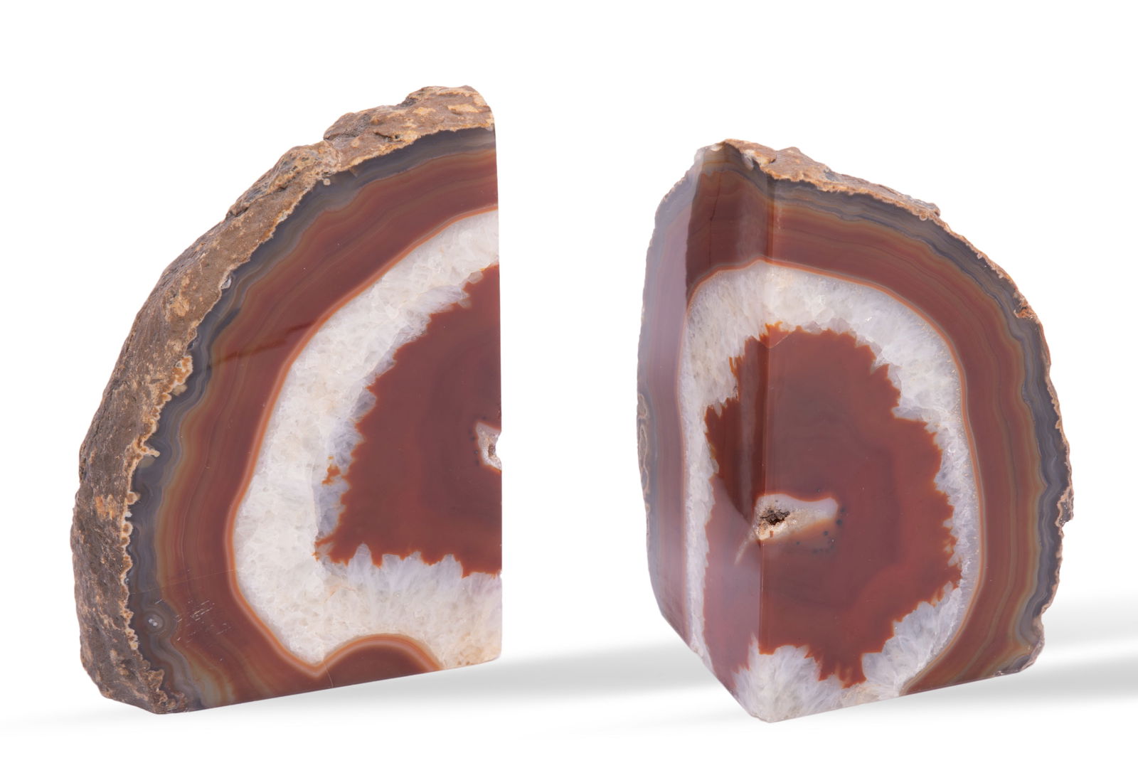 Pair of Brown Slice Agate Polished Cut Quartz Bookends (1 of 4)