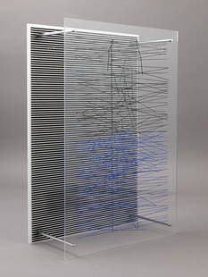 Jesus R. Soto - La Escalera Azul, Circa 1979 Modern Sculpture: Jesus Rafael Soto Venezuelan / French, 1923-2005 Title - La Escalera Azul from the Sintesis Series - 1979, Edition 101/110 Color screenprint, plexiglas and plastic sculpture, signed, and editioned Di