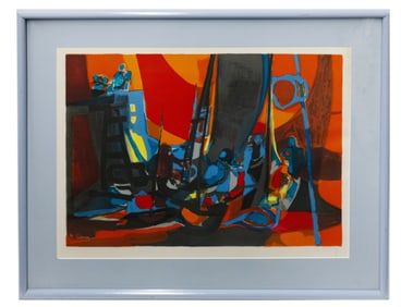 Marcel Mouly, Voilier, Abstract Scene Serigraph