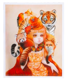 Camilla D'Errico, Donna Aurantiaco, Hand embellished Print