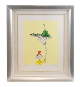 Original Dr. Seuss Lithograph, For Green Eggs & Ham, Inside Cover Illustration