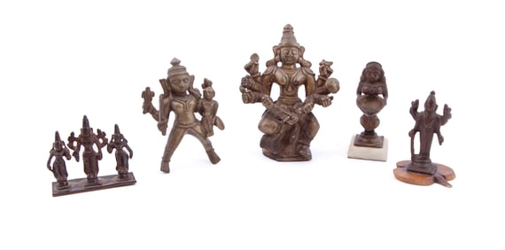 Five Antique Indian Bronze Figures