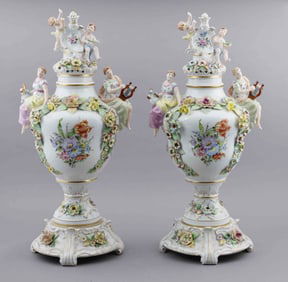 Late 20th Century Pair of Von Schierholz Porcelain Vases