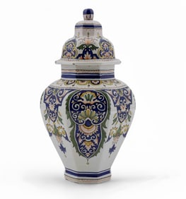 HB Quimper Faience Lidded Urn with Rouen Decor