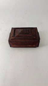 Antique Tramp Art Artisan Folk Art Jewelry Box