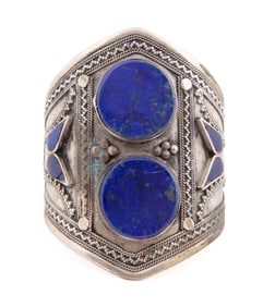 Oversized Lapis & Silver Cuff Bracelet