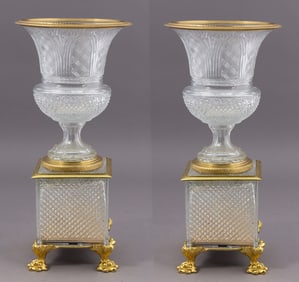 Pair of Crystal Baccarat Glass Vases