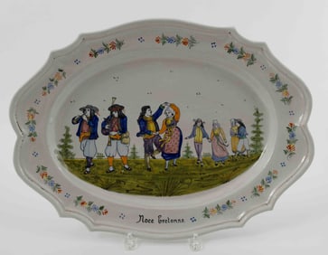 HB Quimper French Faience Breton Wedding Platter
