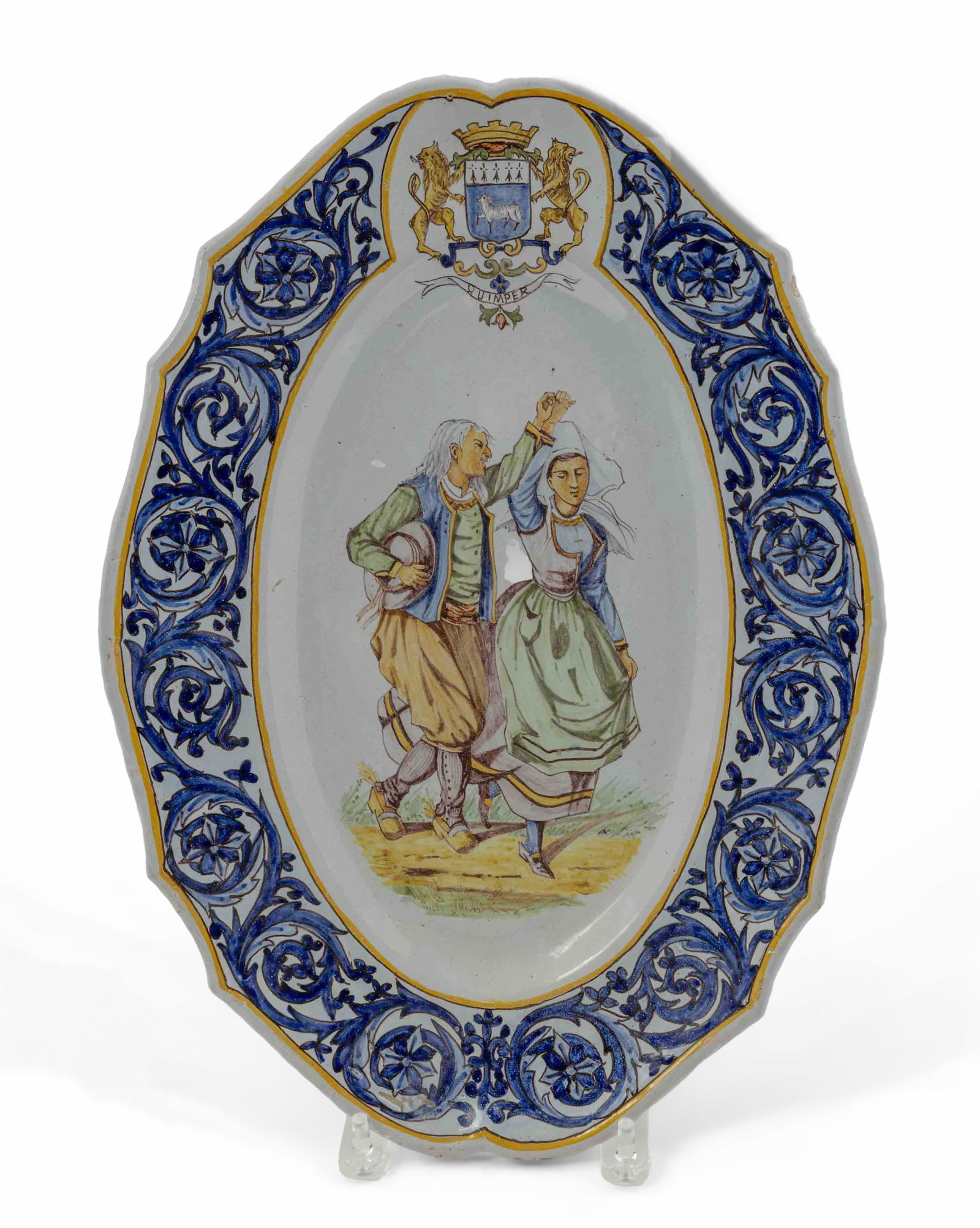 HR Large platter with crest of Quimper (1 of 5)