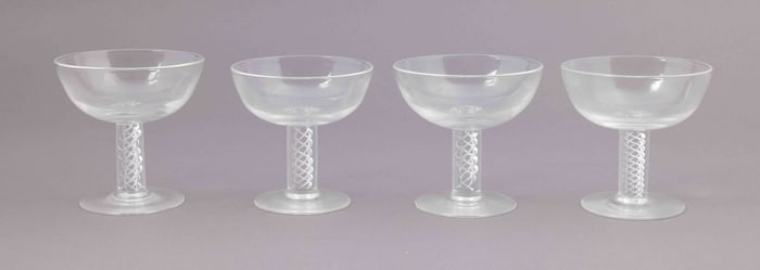 Four Steuben Air Twist Stemmed Glasses