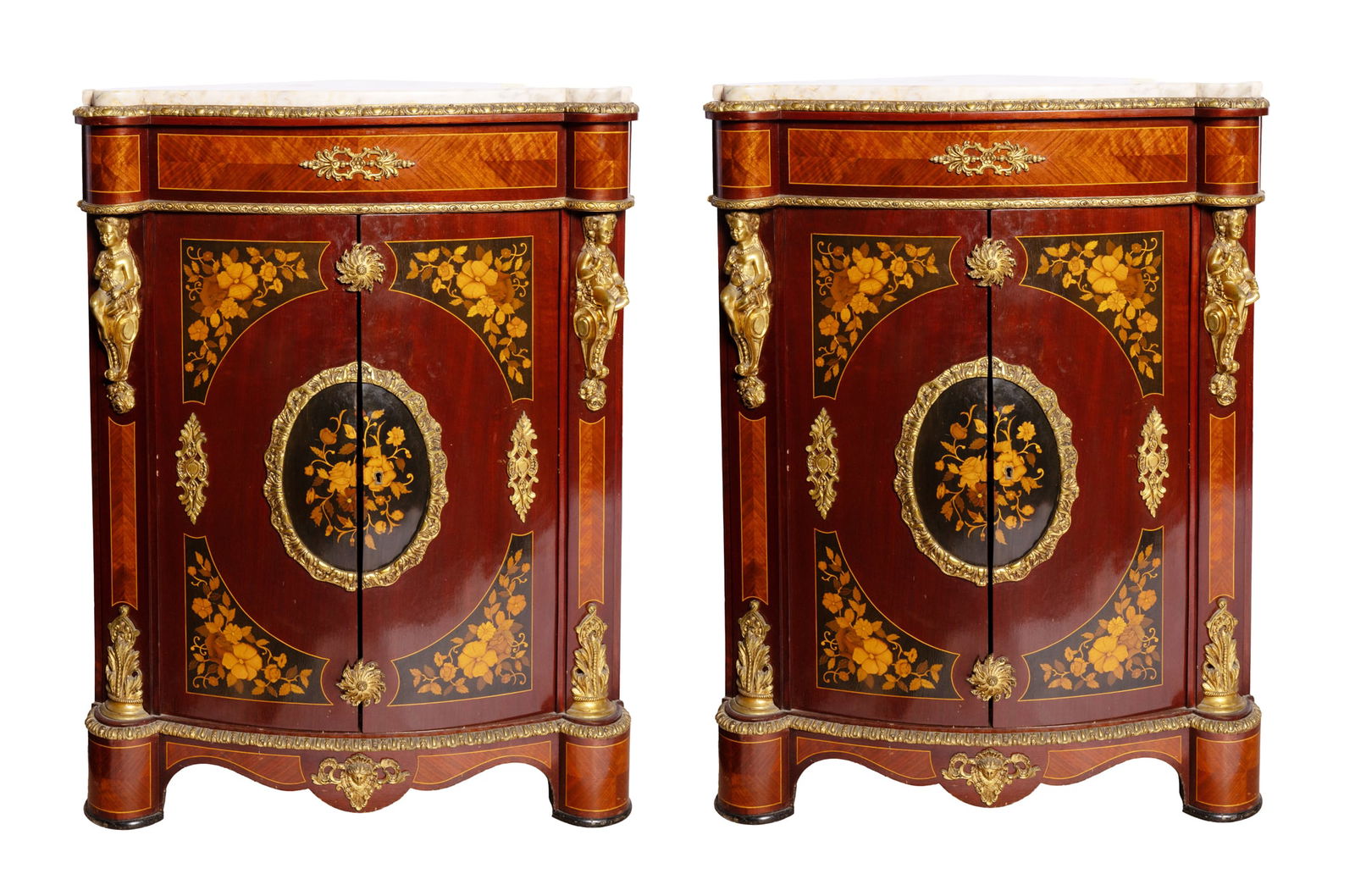 French Provincial Marble Top Corner Cabinet (1 of 4)