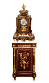 French Style Guilded Cabinet Accompanied by Table Top Clock