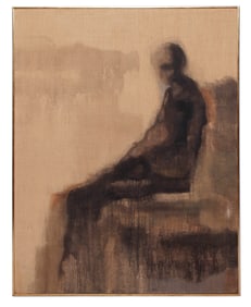 James Chan Leong, Chinese-American, Slanted Figure II, Oil on Linen
