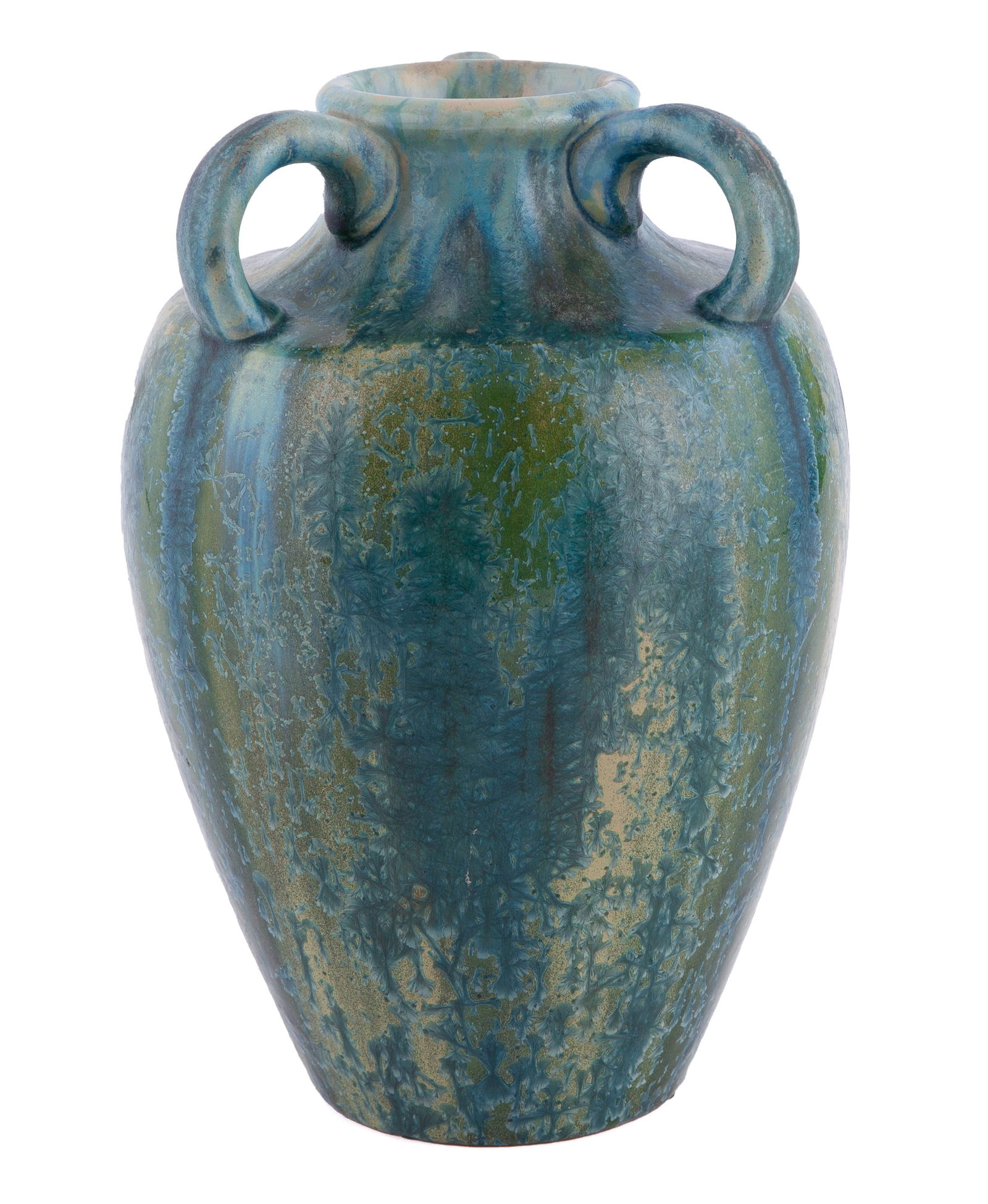 Art Nouveau French Rambersville Glazed Pottery Handled Vase (1 of 4)