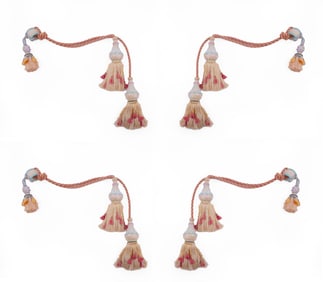 Four Mackenzie-Childs Hand-painted Ceramic Curtain Tie-Backs