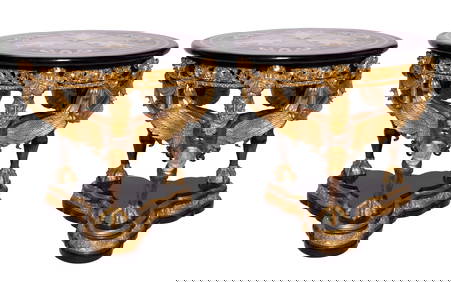 Pair of Empire Style Ormolu Gueridon Inlay Tables (1 of 5)