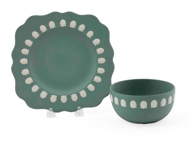 Wedgwood Jasperware Bowl and Plate in Green