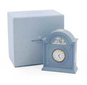 Wedgwood Jasperware Miniature Mantle Clock in Blue
