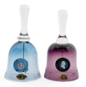 Pair of Wedgwood Amethyst & Blue Glass Bells