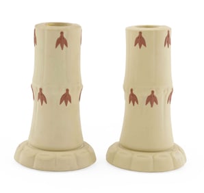 Pair of Wedgwood Jasperware Candlestick Holders in Yellow