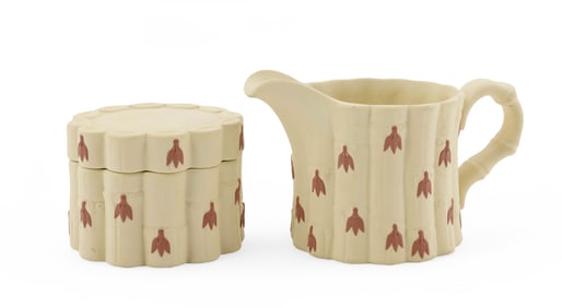 Wedgwood Jasperware Creamer and Lidded Pot in Yellow