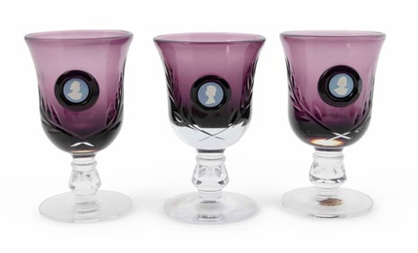 Collection of Three Wedgwood Amethyst Glass Vessels