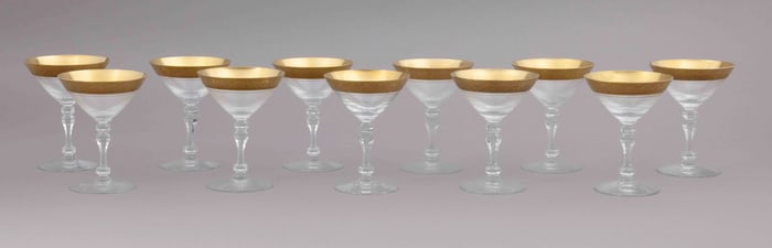 Set of Eleven Saint Louis Thistle Style Martini Glasses