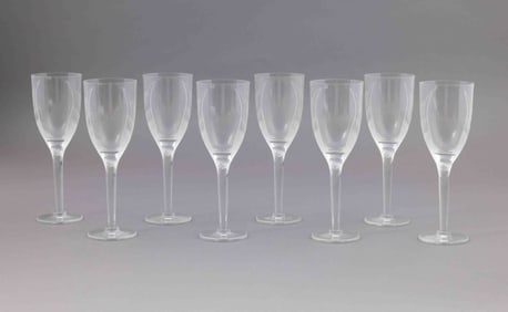 Eight Lalique Champagne Flutes