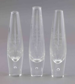 Three Steuben Crystal Teardrop Bud Vases