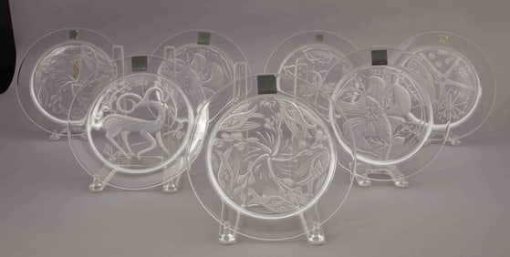 Seven Collector Lalique Crystal Plates from 1960