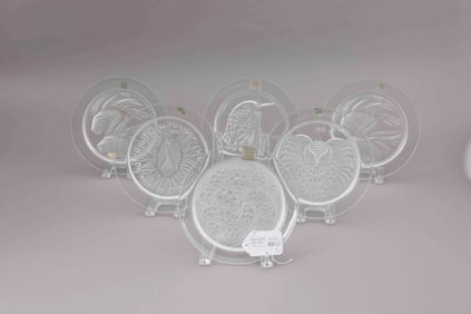 Six Collector Lalique Crystal Plates from 1970