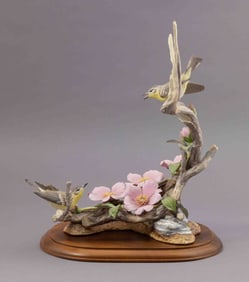 Boehm Bone Porcelain, Palm Warblers with Swamp Roses