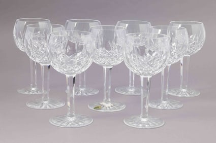 Set of Nine Waterford Crystal Wine Glasses