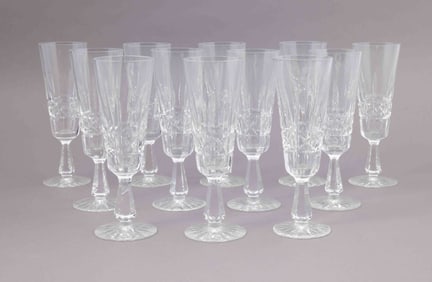 Set of Twelve Waterford Crystal Champagne Flutes