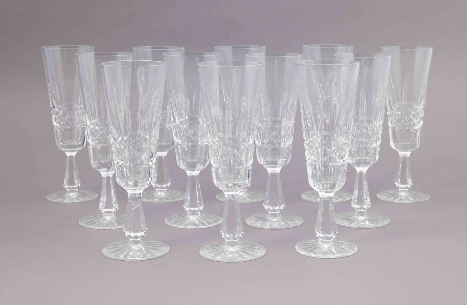 Set of Twelve Waterford Crystal Champagne Flutes (1 of 5)