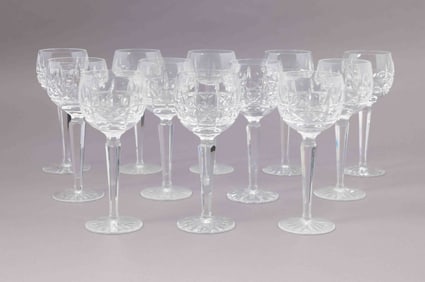 Set of Twelve Waterford Crystal Wine Glasses