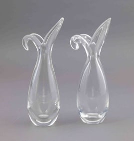 Pair of Steuben Sheared Rim Vases