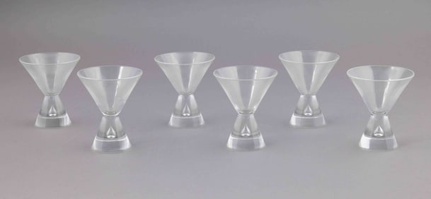 Set of Six Steuben Teardrop Martini Glasses