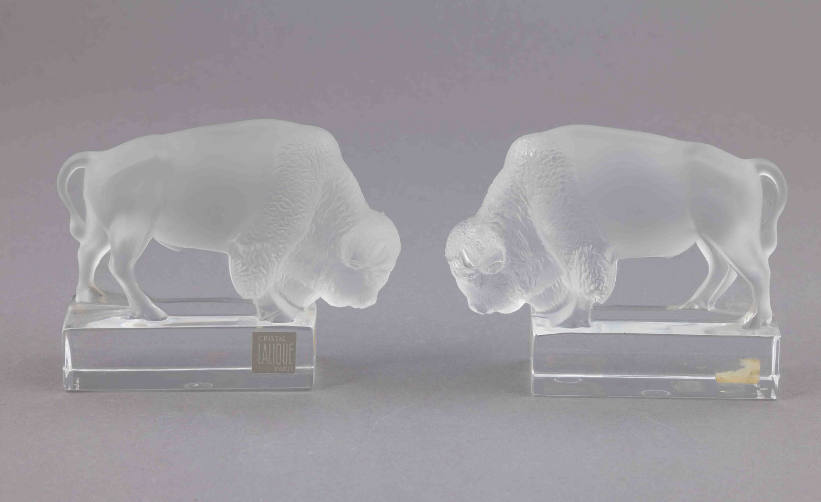Pair of Lalique Buffalo Bookends (1 of 5)