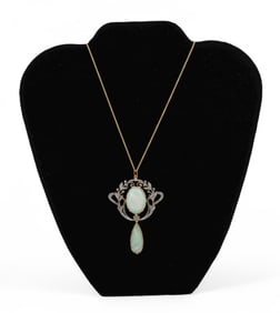 Ladies Elegant Opal and Diamond Pendant