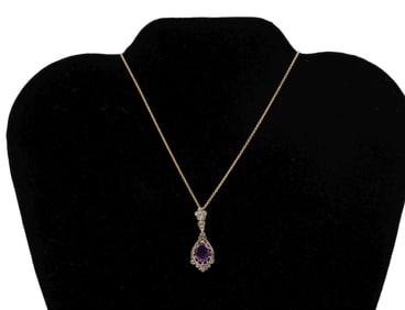 Ladies Necklace Featuring A Large Amethyst Centerstone