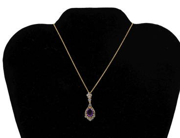 Ladies Necklace Featuring A Large Amethyst Centerstone (1 of 4)