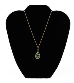 Ladies Large Emerald Pendant on a Gold Necklace
